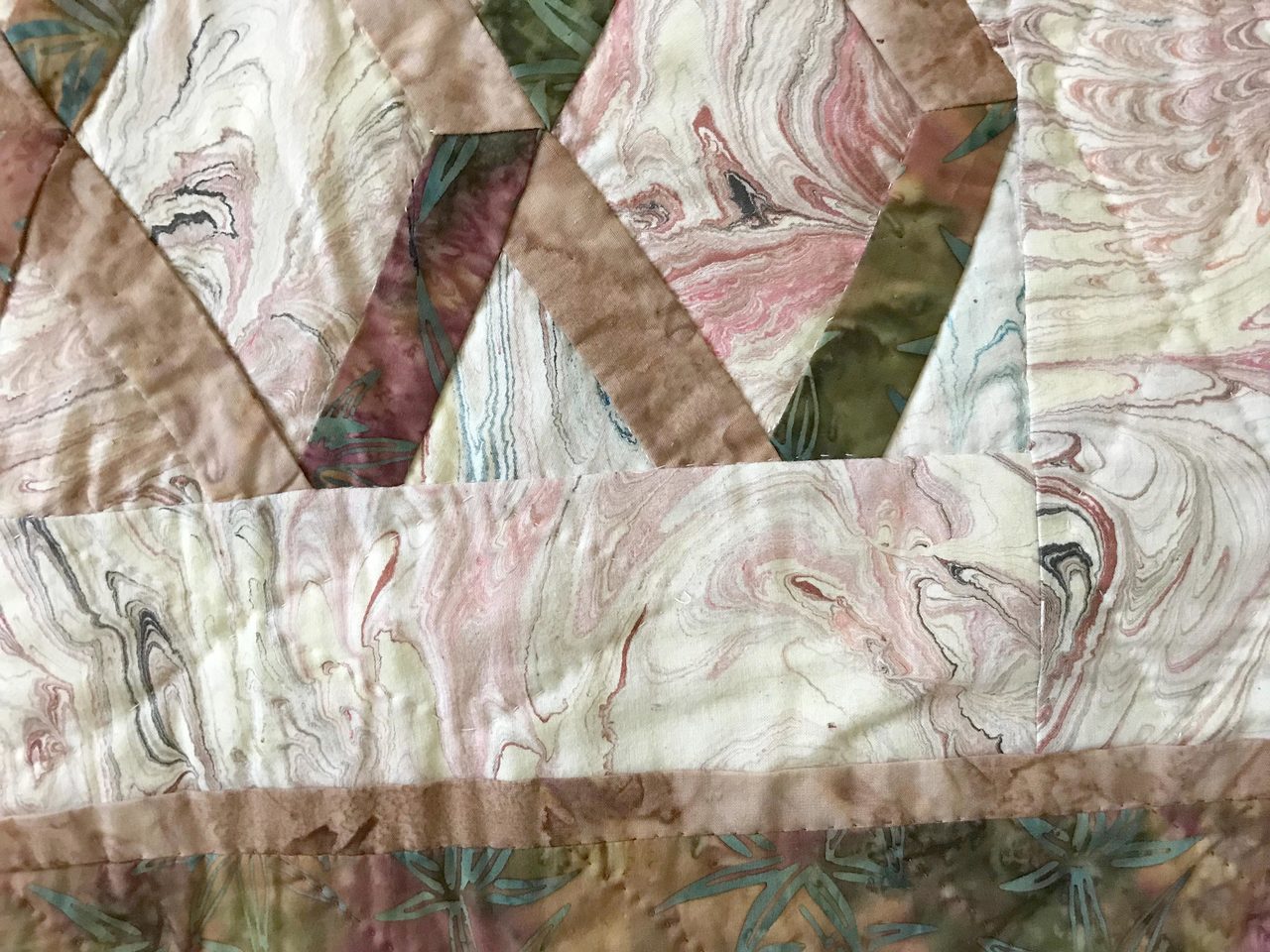 Batik Attic Window Hand Quilted Quilt Wall Hanging 35x51