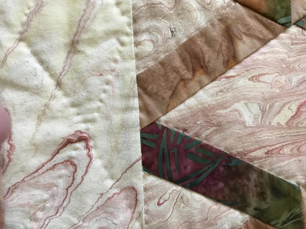 Batik Attic Window Hand Quilted Quilt Wall Hanging 35x51