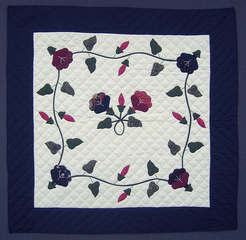 Amish Morning Glory Flower Wall Hanging Quilt