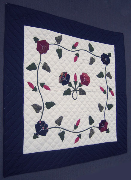 Amish Morning Glory Flower Wall Hanging Quilt