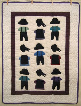 Amish Clothesline Clothes Patchwork Wall Hanging Quilt