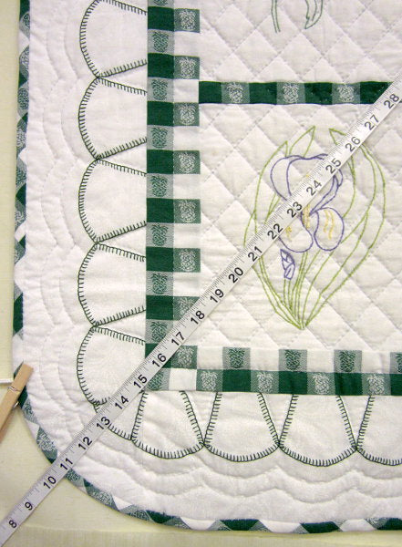 Amish Embroidered Flower Wall Hanging Quilt