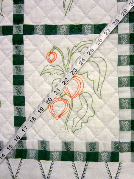 Amish Embroidered Flower Wall Hanging Quilt