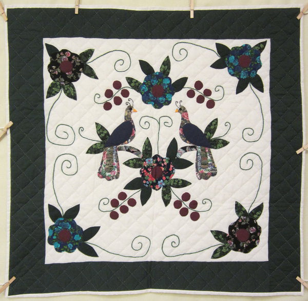 Amish Peacock Applique Wall Hanging Quilt