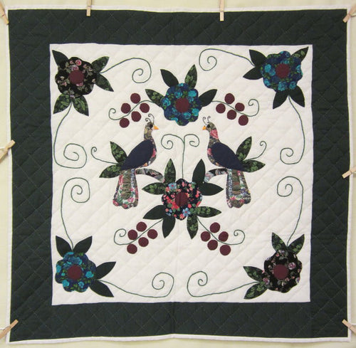 Amish Peacock Applique Wall Hanging Quilt