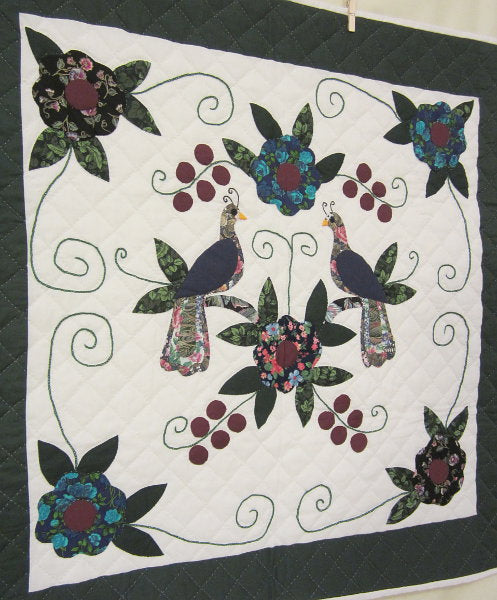 Amish Peacock Applique Wall Hanging Quilt