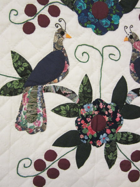 Amish Peacock Applique Wall Hanging Quilt