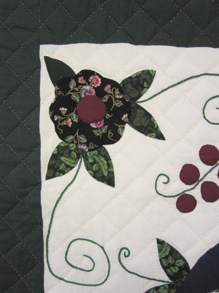 Amish Peacock Applique Wall Hanging Quilt
