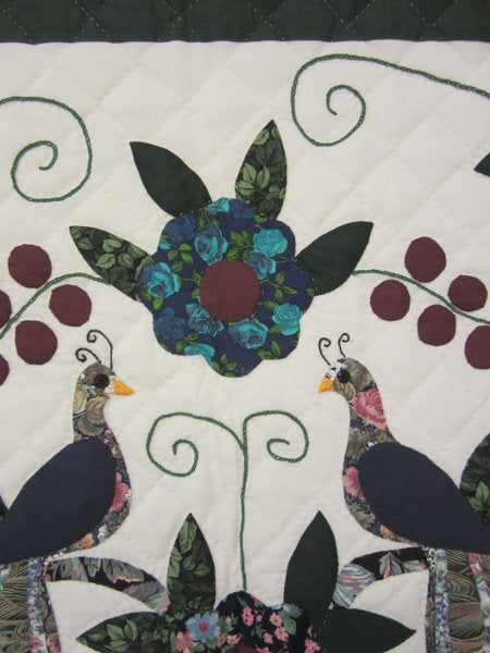 Amish Peacock Applique Wall Hanging Quilt