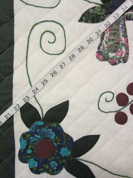 Amish Peacock Applique Wall Hanging Quilt