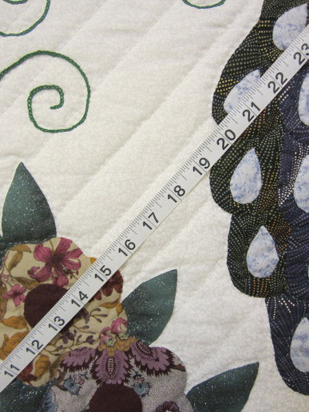 Amish Flower Peacock Applique Wall Hanging Quilt