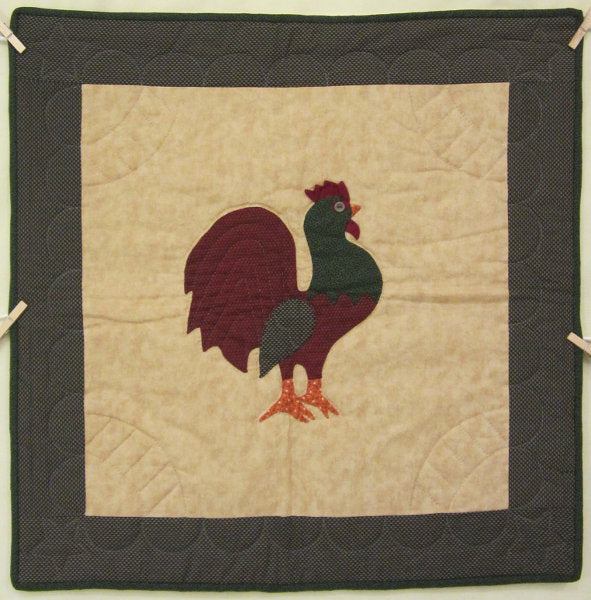 Amish Rooster Applique Wall Hanging Quilt