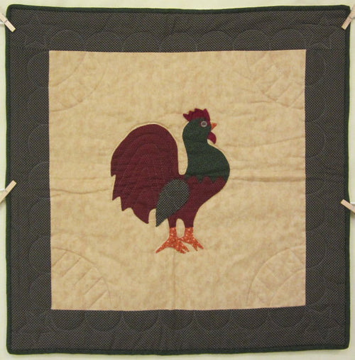 Amish Rooster Applique Wall Hanging Quilt