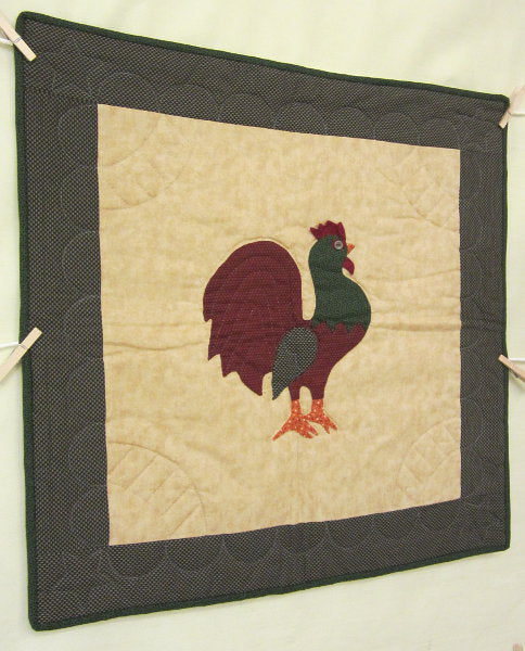 Amish Rooster Applique Wall Hanging Quilt