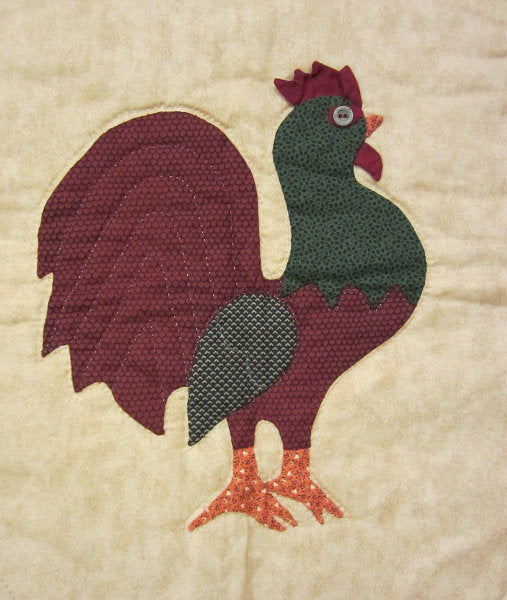 Amish Rooster Applique Wall Hanging Quilt