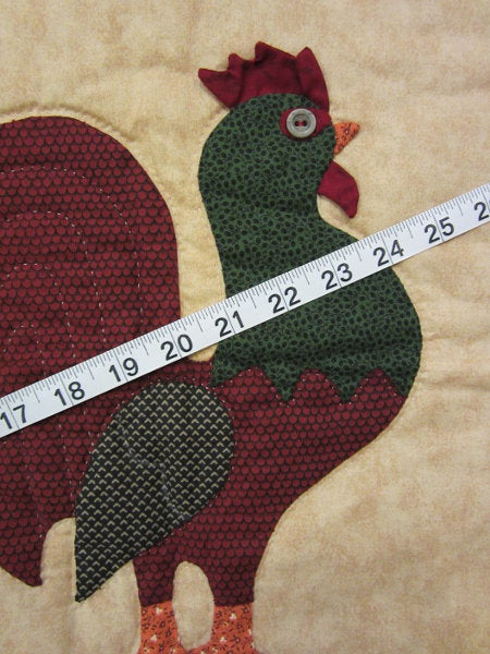 Amish Rooster Applique Wall Hanging Quilt