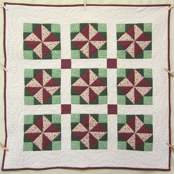 Windmill Squares Amish Patchwork Wall Hanging Quilt