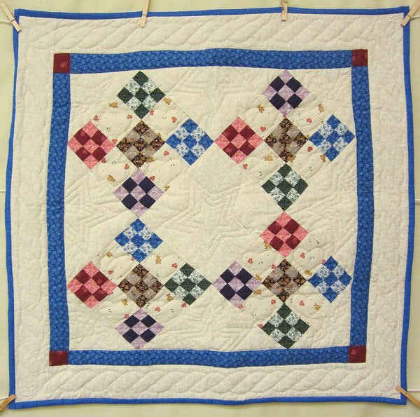 Colorful Nine Patch Amish Patchwork Wall Hanging Quilt