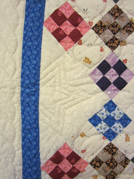 Colorful Nine Patch Amish Patchwork Wall Hanging Quilt