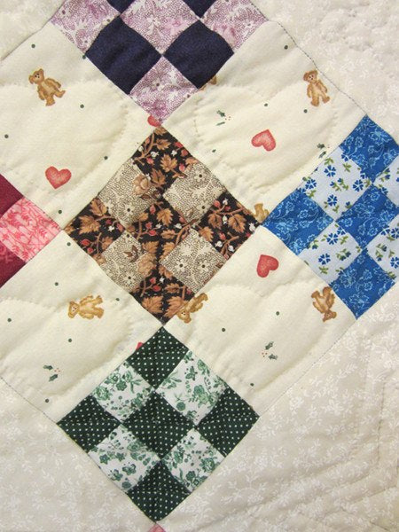 Colorful Nine Patch Amish Patchwork Wall Hanging Quilt