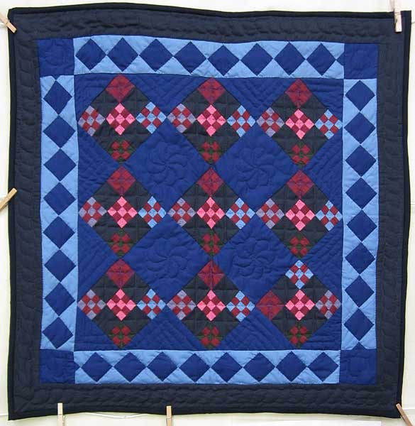 Amish Miniature Nine Patch in Nine Patchwork Quilt Wall Hanging