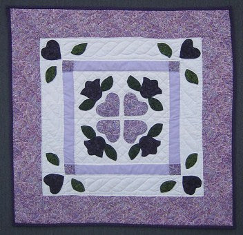 Purple Heart Applique Amish Small Quilt Wallhanging