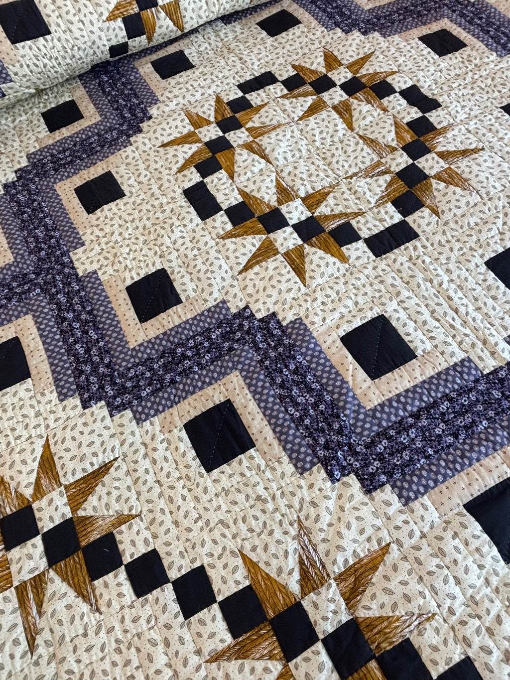 Stars in Log Cabin Patchwork