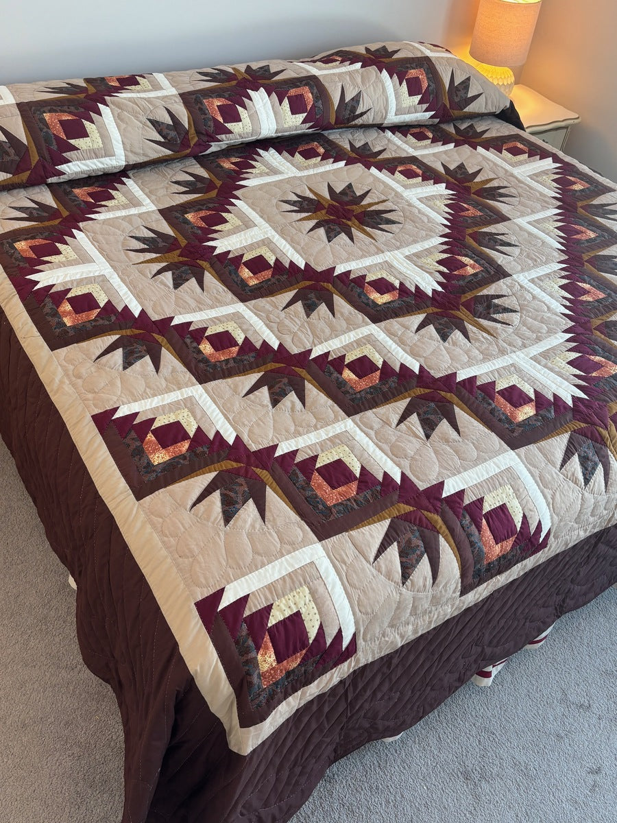 Earth Log Cabin Star Patchwork