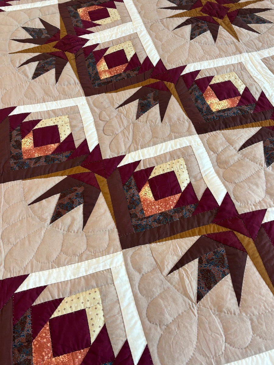 Earth Log Cabin Star Patchwork