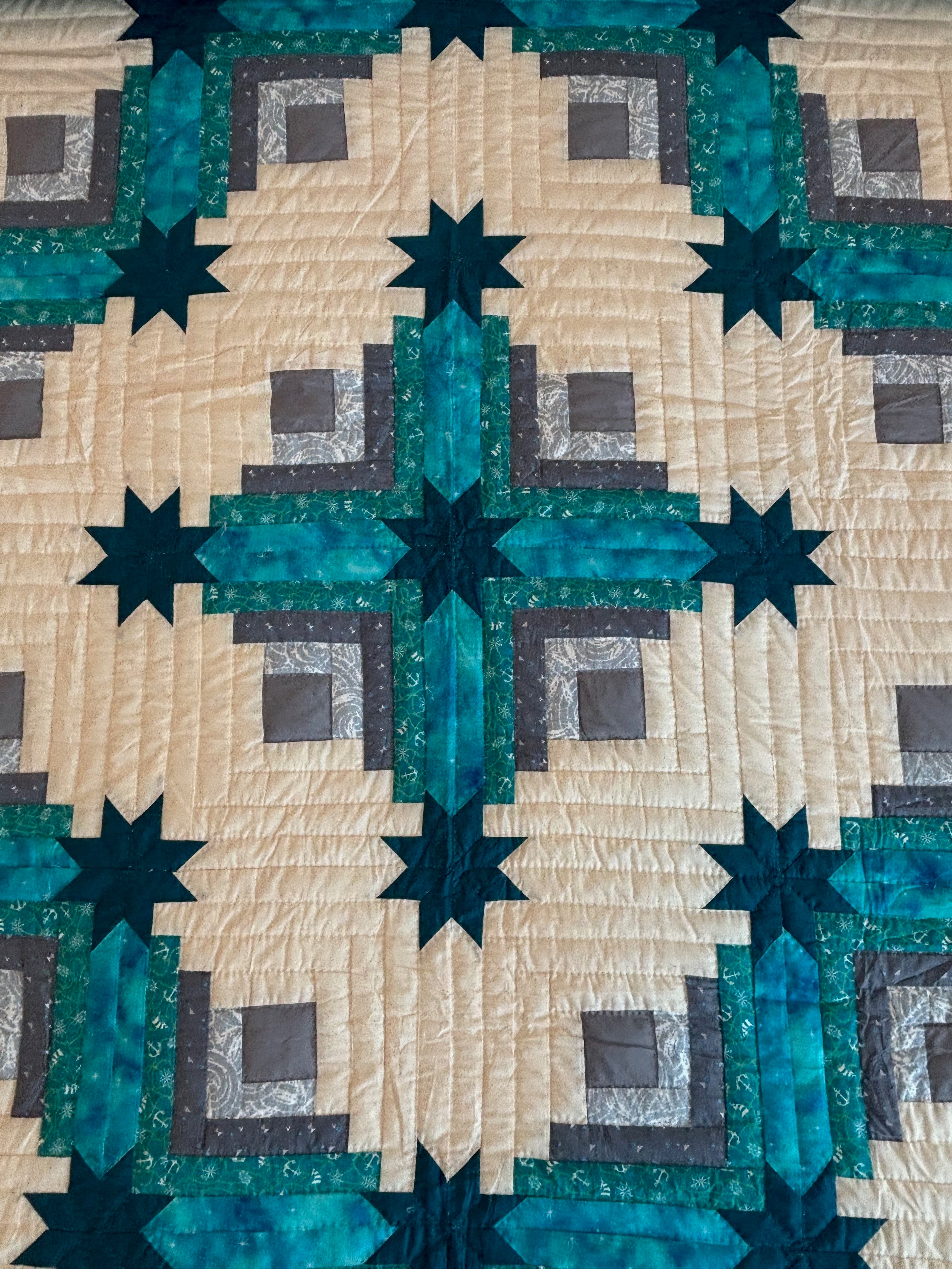 Log Cabin Star at Sea Patchwork