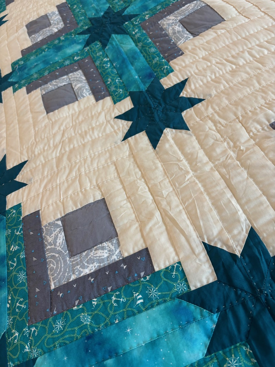 Log Cabin Star at Sea Patchwork