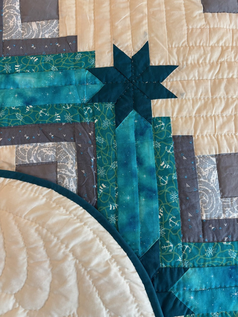 Log Cabin Star at Sea Patchwork