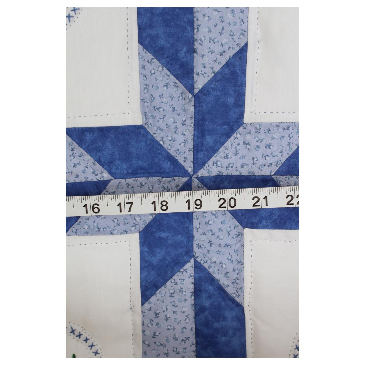 Blue White Embroidered Amish Quilt 87x106