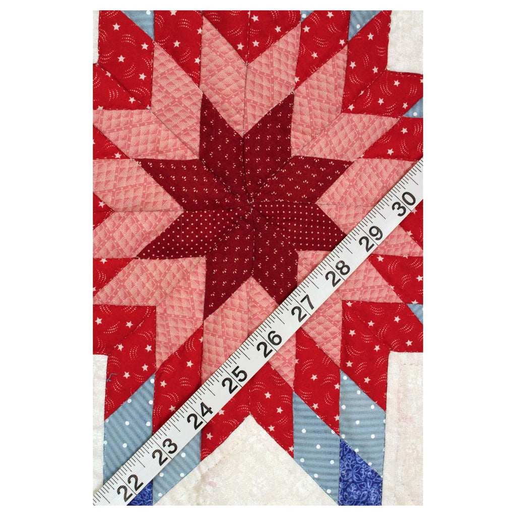 Red Split Star Amish Quilt Wall Hanging 38"