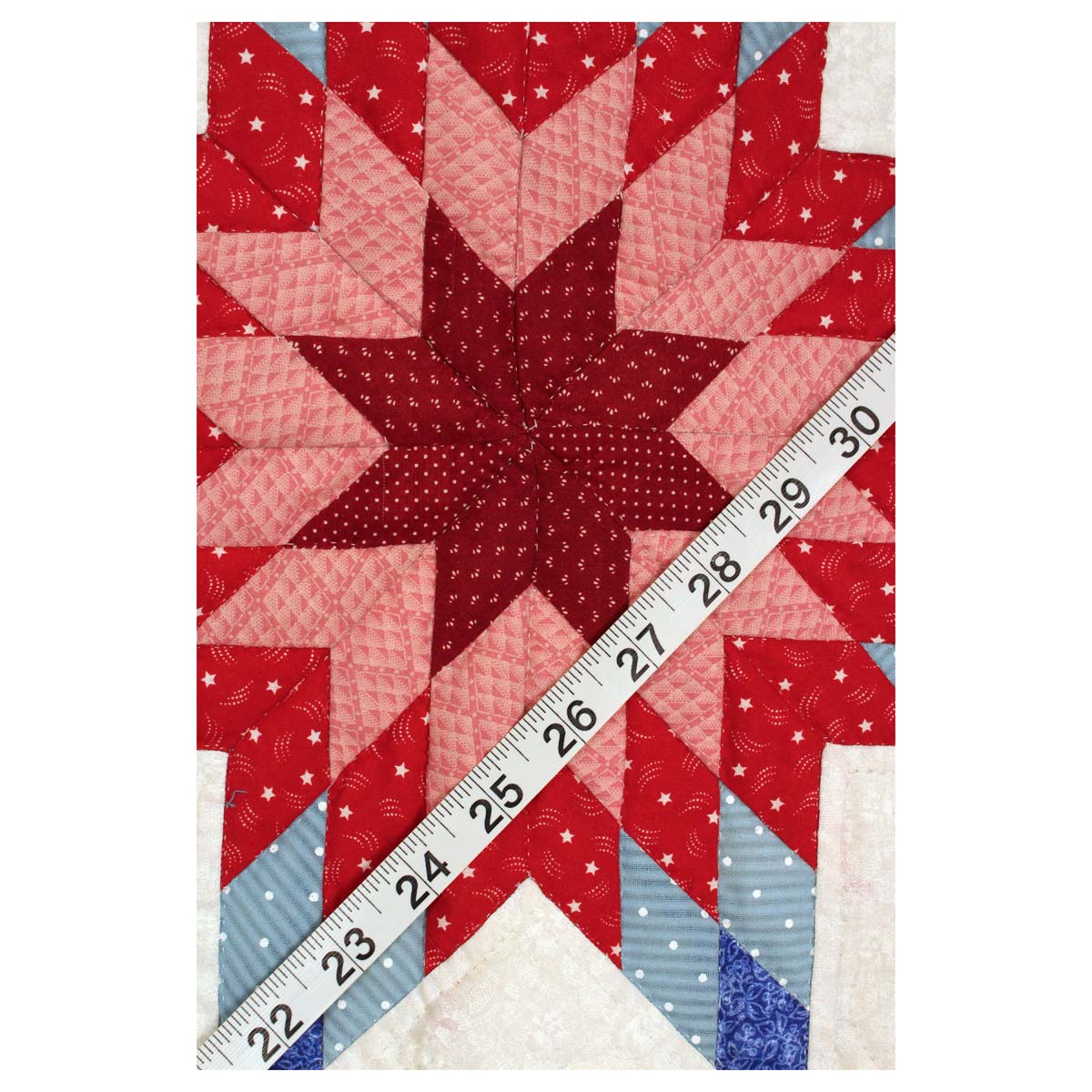 Red Split Star Amish Quilt Wall Hanging 38"