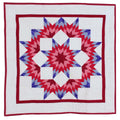 Red Split Star Amish Quilt Wall Hanging 38"