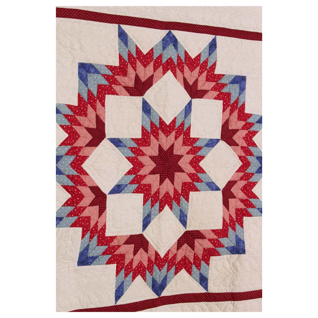 Red Split Star Amish Quilt Wall Hanging 38"