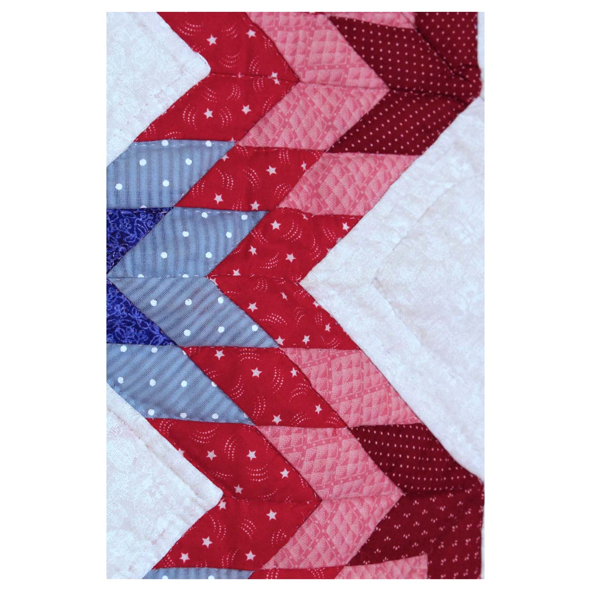 Red Split Star Amish Quilt Wall Hanging 38"