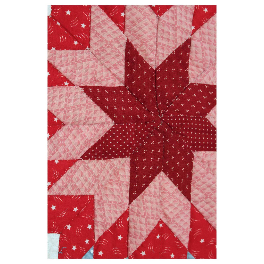 Red Split Star Amish Quilt Wall Hanging 38"