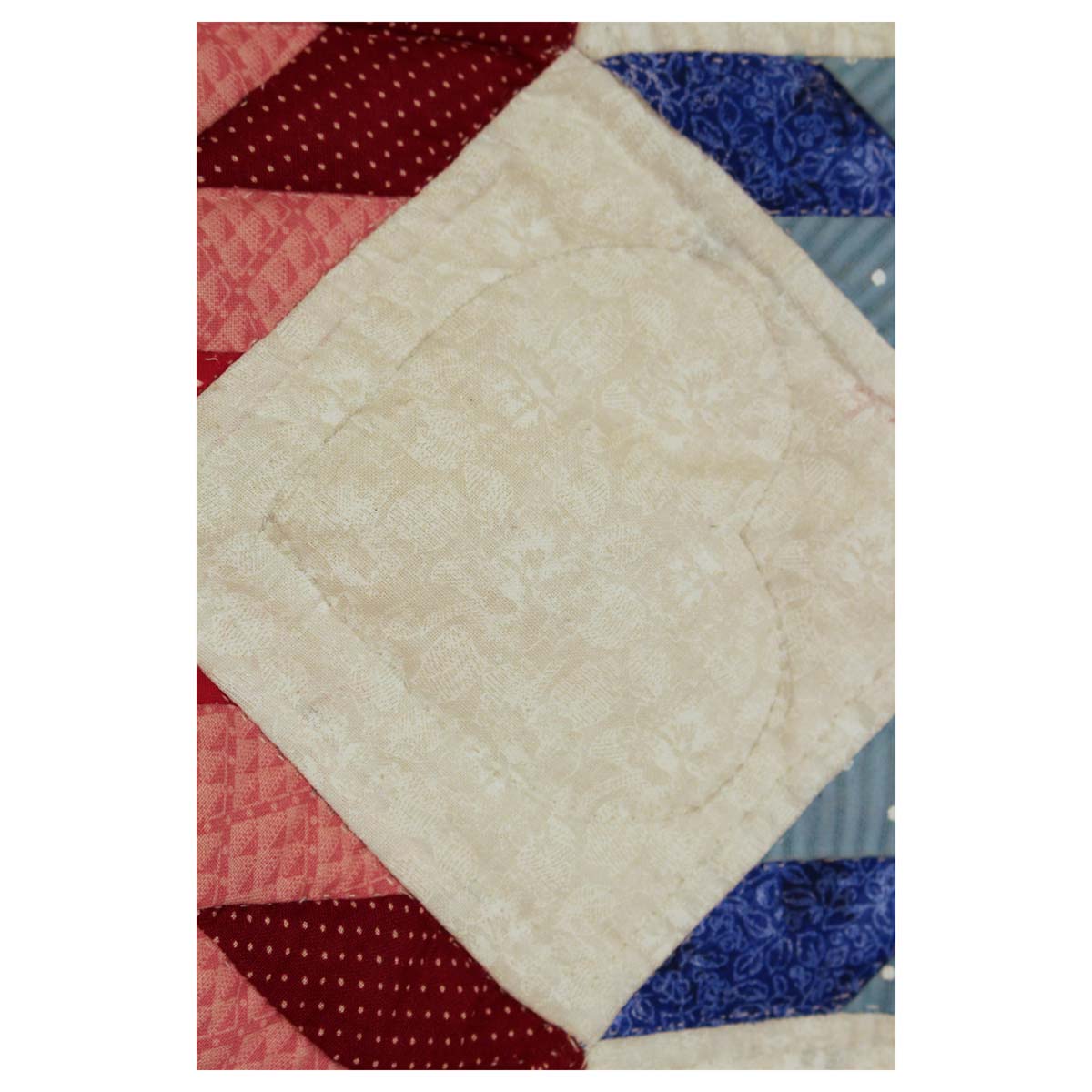 Red Split Star Amish Quilt Wall Hanging 38"
