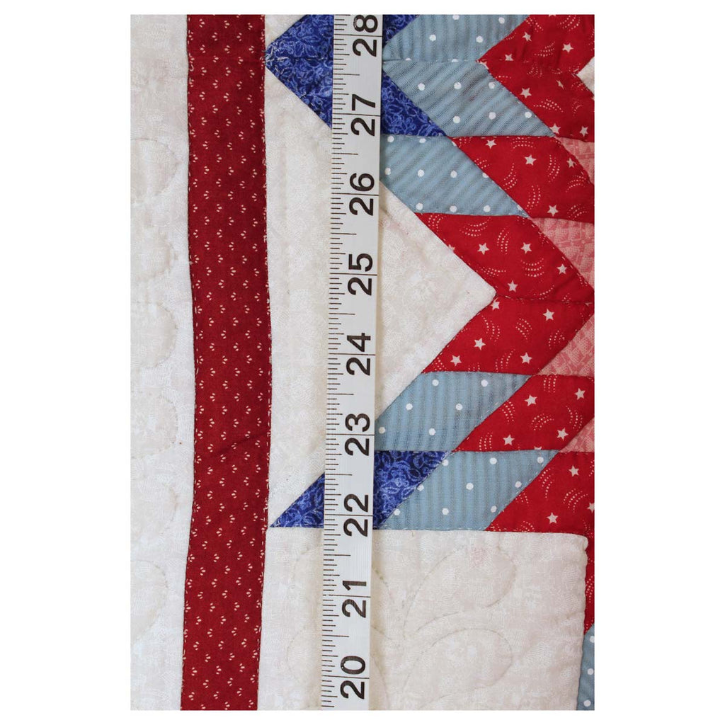 Red Split Star Amish Quilt Wall Hanging 38"