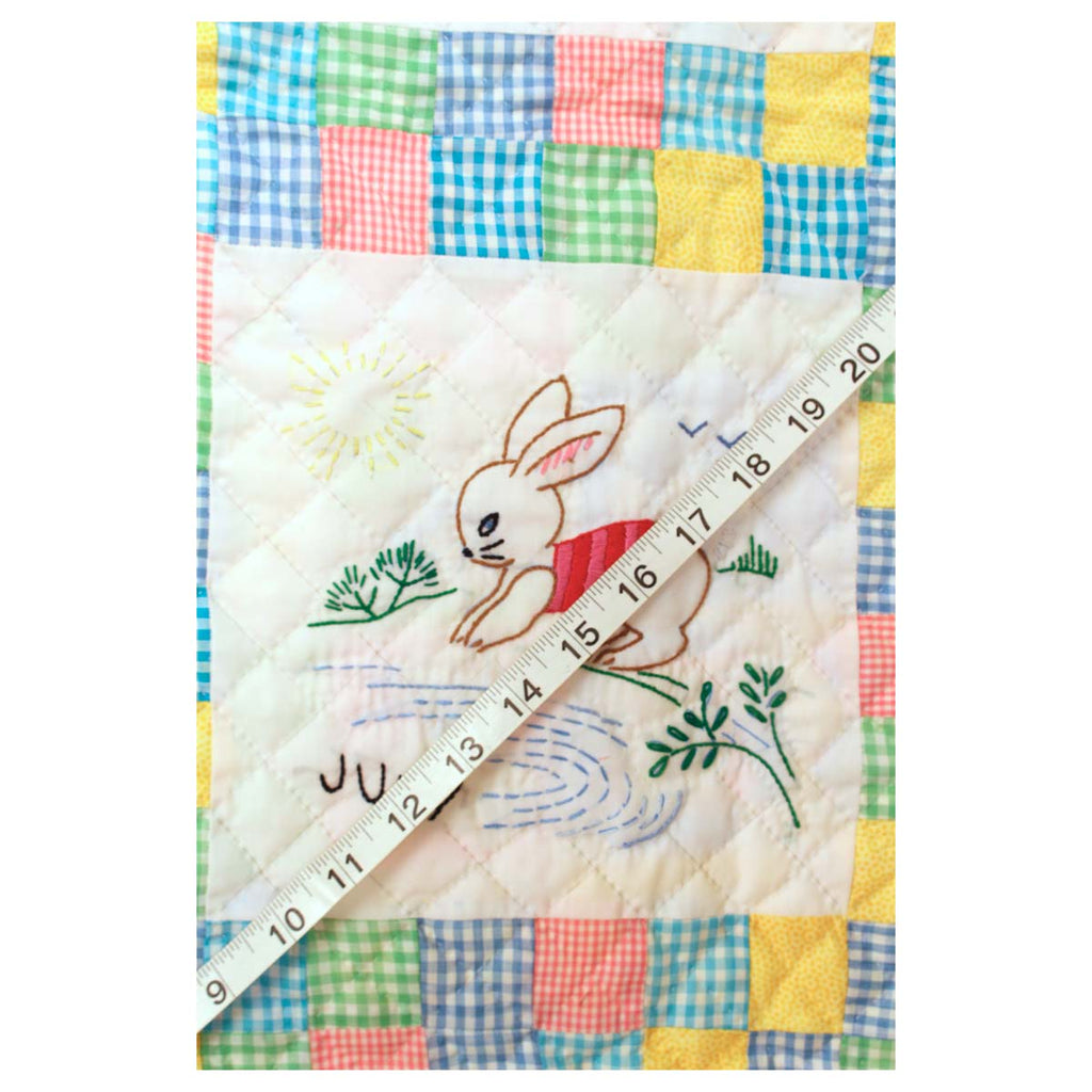 Embroidered 12 Bunny Months of the Year Amish Quilt Wall Hanging 37x48"