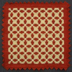red and tan quilts