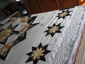 Shimmering Midnight Stars Amish Patchwork Quilt